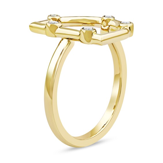 1/10 CT. T.w. Certified Lab-Grown Diamond Bubbles Letter "D" Ring in Sterling Silver with 14K Gold Plate (F/Vs2)