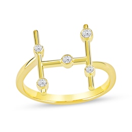 1/8 CT. T.W. Lab-Grown Diamond Bubbles Letter "H" Ring in Sterling Silver with 14K Gold Plate (F/VS2)