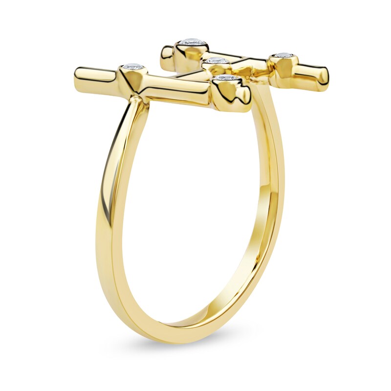 Main Image 2 of 1/8 CT. T.W. Certified Lab-Grown Diamond Bubbles Letter "H" Ring in Sterling Silver with 14K Gold Plate (F/VS2)