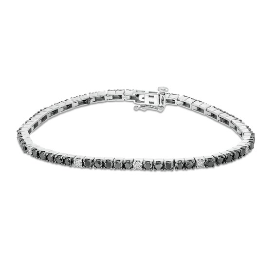 3 CT. T.w. Black and White Diamond Station Line Bracelet in Sterling Silver and Black Rhodium