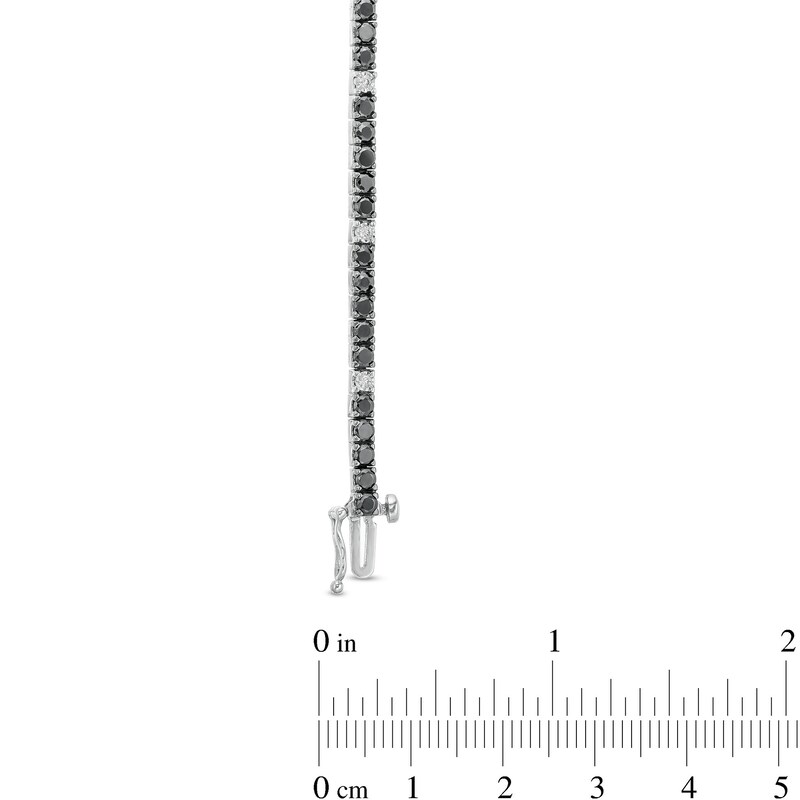 Main Image 3 of 3 CT. T.W. Black and White Diamond Station Line Bracelet in Sterling Silver and Black Rhodium