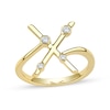 Thumbnail Image 1 of 1/10 CT. T.W. Certified Lab-Grown Diamond Bubbles Letter "X" Ring in Sterling Silver with 14K Gold Plate (F/VS2)