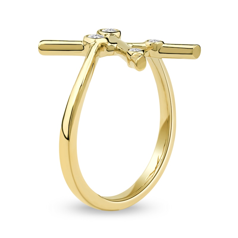 Main Image 2 of 1/10 CT. T.W. Certified Lab-Grown Diamond Bubbles Letter "X" Ring in Sterling Silver with 14K Gold Plate (F/VS2)