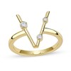 Thumbnail Image 1 of 1/10 CT. T.W. Lab-Grown Diamond Bubbles Letter "V" Ring in Sterling Silver with 14K Gold Plate (F/VS2)