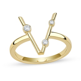 1/10 CT. T.W. Lab-Grown Diamond Bubbles Letter "V" Ring in Sterling Silver with 14K Gold Plate (F/VS2)