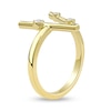 Thumbnail Image 2 of 1/10 CT. T.W. Lab-Grown Diamond Bubbles Letter "V" Ring in Sterling Silver with 14K Gold Plate (F/VS2)