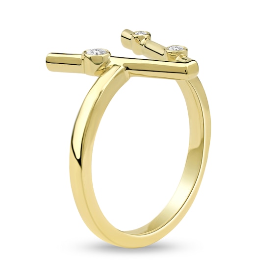 1/10 CT. T.w. Certified Lab-Grown Diamond Bubbles Letter "V" Ring in Sterling Silver with 14K Gold Plate (F/Vs2)