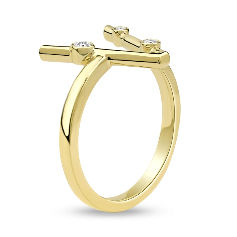 Main Image 2 of 1/10 CT. T.W. Lab-Grown Diamond Bubbles Letter "V" Ring in Sterling Silver with 14K Gold Plate (F/VS2)