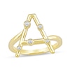 Thumbnail Image 1 of 1/10 CT. T.W. Certified Lab-Grown Diamond Bubbles Letter "A" Ring in Sterling Silver with 14K Gold Plate (F/VS2)