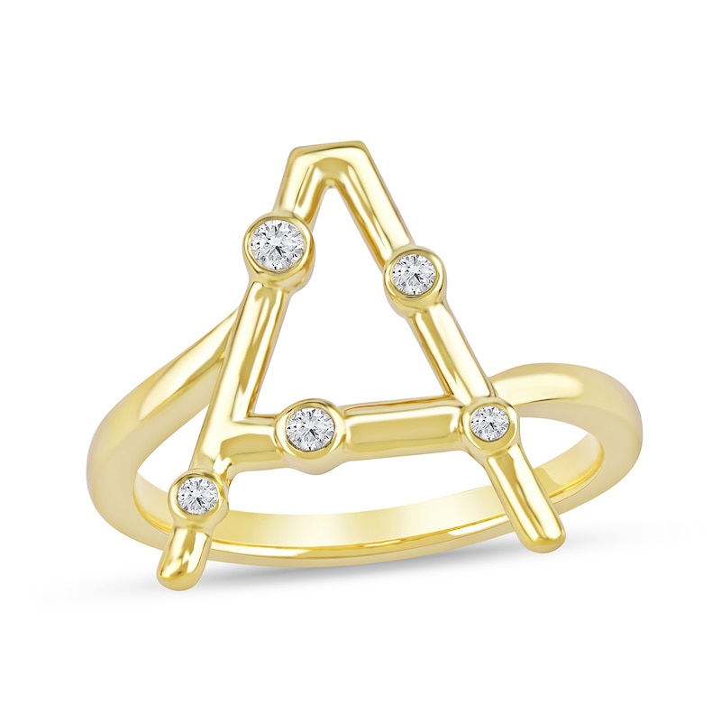 Main Image 1 of 1/10 CT. T.W. Certified Lab-Grown Diamond Bubbles Letter "A" Ring in Sterling Silver with 14K Gold Plate (F/VS2)