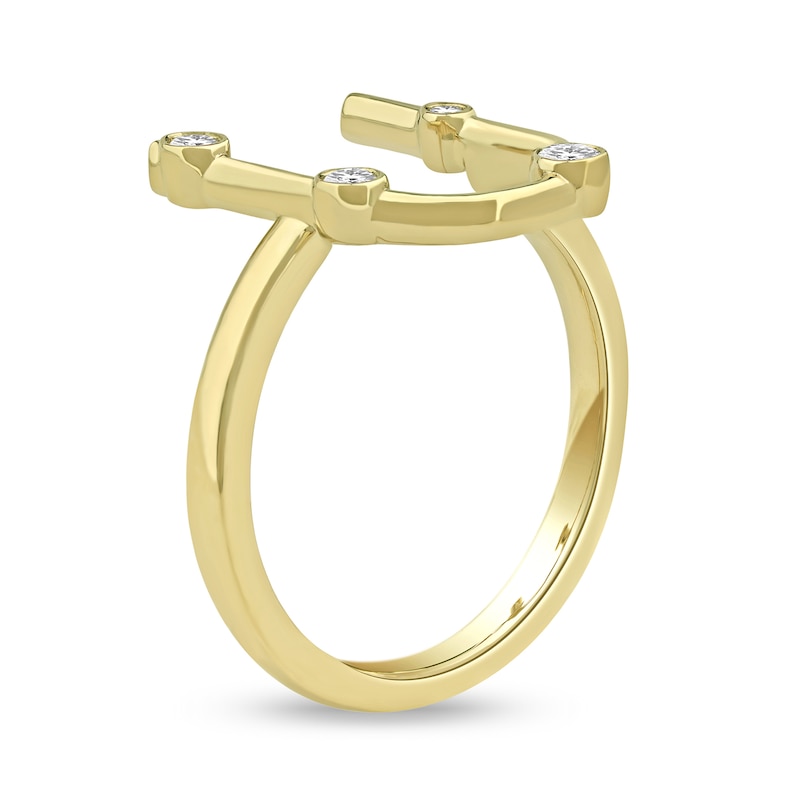 Main Image 2 of 1/8 CT. T.W. Certified Lab-Created Diamond Bubbles Letter &quot;U&quot; Ring in Sterling Silver with 14K Gold Plate (F/VS2)