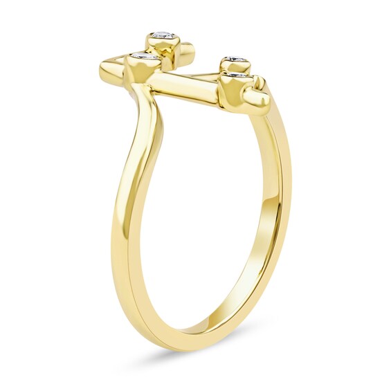 1/10 CT. T.w. Certified Lab-Grown Diamond Bubbles Letter "F" Ring in Sterling Silver with 14K Gold Plate (F/Vs2)