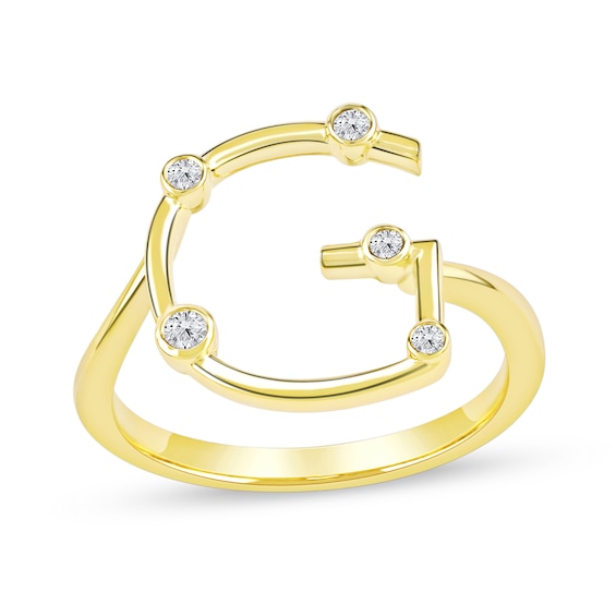 1/10 CT. T.w. Certified Lab-Grown Diamond Bubbles Letter "G" Ring in Sterling Silver with 14K Gold Plate (F/Vs2)