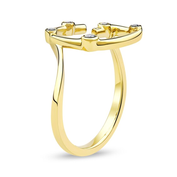 1/10 CT. T.w. Certified Lab-Grown Diamond Bubbles Letter "G" Ring in Sterling Silver with 14K Gold Plate (F/Vs2)
