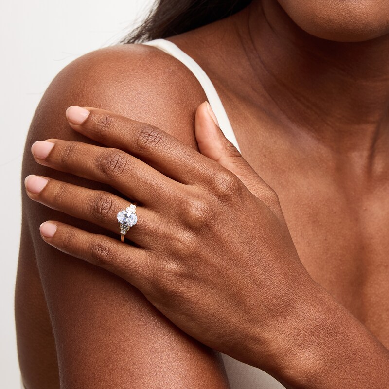 Main Image 2 of 2-3/8 CT. T.W. Oval Certified Lab-Grown Diamond Double Collar Engagement Ring in 14K Gold (F/VS2)