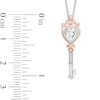 Thumbnail Image 3 of Enchanted Disney Majestic Princess Heart-Shaped White Topaz and Diamond Key Pendant in Sterling Silver and 10K Rose Gold