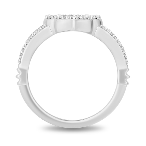 Enchanted Disney Jasmine Mother-of-Pearl and 1/5 CT. T.w. Diamond Quatrefoil Frame Split Shank Ring in Sterling Silver