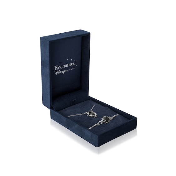 Enchanted Disney Villains Maleficent Onyx and Black Diamond Necklace and Bolo Bracelet Set in Black Sterling Silver