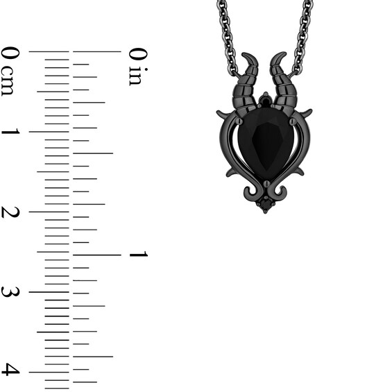 Enchanted Disney Villains Maleficent Onyx and Black Diamond Necklace and Bolo Bracelet Set in Black Sterling Silver