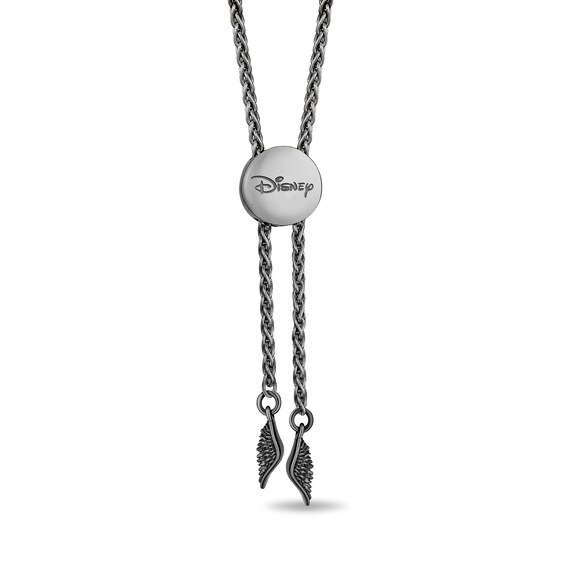 Enchanted Disney Villains Maleficent Onyx and Black Diamond Necklace and Bolo Bracelet Set in Black Sterling Silver