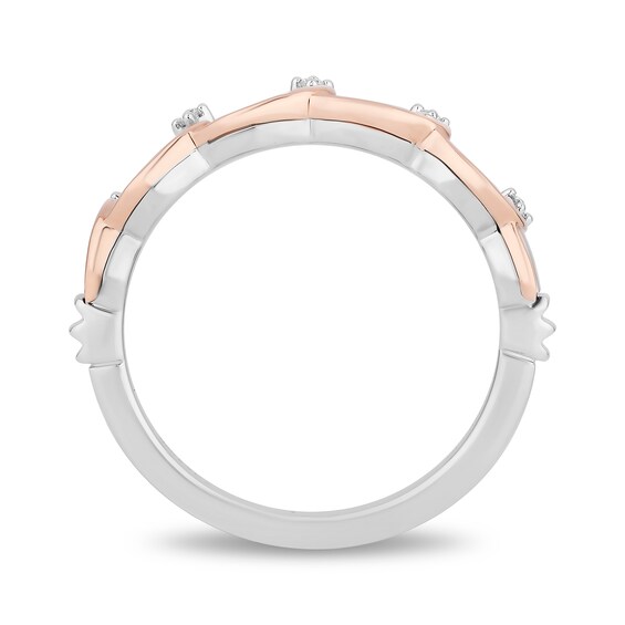 Enchanted Disney Majestic Princess 1/6 CT. T.w. Diamond Crown Two Piece Ring Set in Sterling Silver and 10K Rose Gold