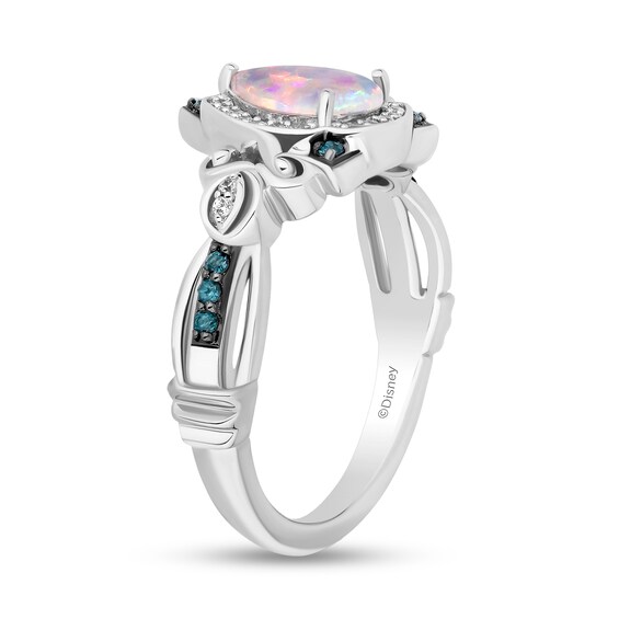 Enchanted Disney Cinderella Lab-Created Opal and London Blue Topaz with Diamond Frame Carriage Ring in Sterling Silver