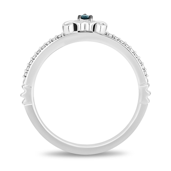 Enchanted Disney Cinderella London Blue Topaz and 1/15 CT. T.w. Diamond Three Piece Ring Set in Sterling Silver