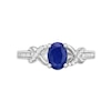 Thumbnail Image 2 of Oval Blue Sapphire and 1/6 CT. T.W. Diamond Crossover Split Shank Ring in 10K White Gold