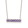 Thumbnail Image 1 of Princess-Cut and Round Amethyst Bar Necklace in Sterling Silver with 18K Rose Gold Plate