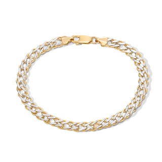 10K Semi-Solid Gold Diamond-Cut Rambo Two-Tone Chain Bracelet - 8.5"