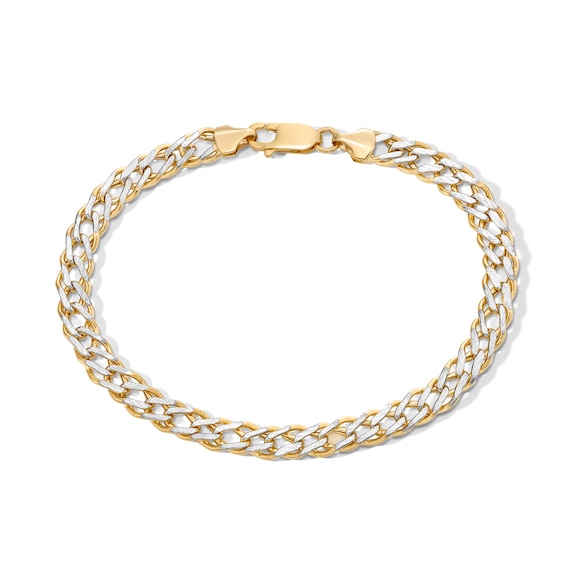 10K Semi-Solid Gold Diamond-Cut Rambo Two-Tone Chain Bracelet - 8.5"