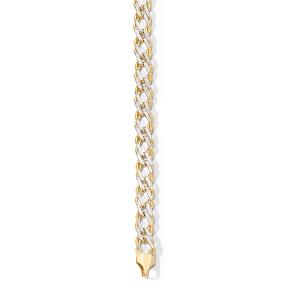 10K Semi-Solid Gold Diamond-Cut Rambo Two-Tone Chain Bracelet - 8.5"