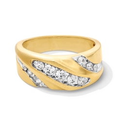 3/4 CT. T.W. Certified Lab-Grown Diamond Triple Row Slant Band in 10K Gold (F/VS2)