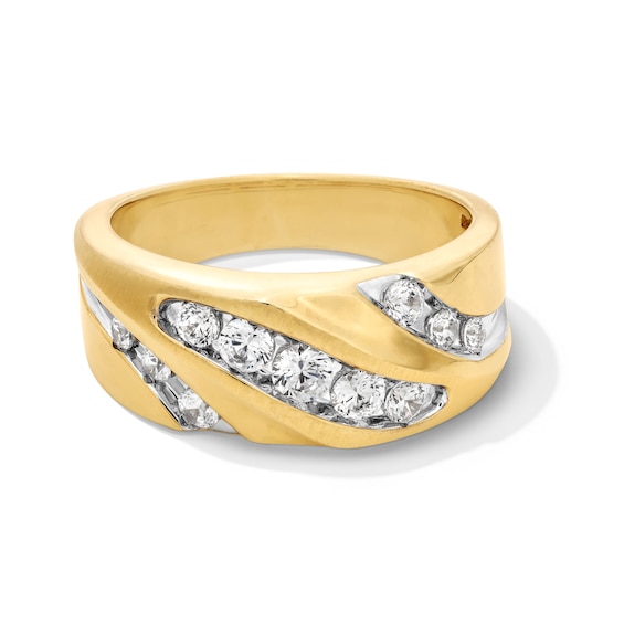 3/4 CT. T.w. Certified Lab-Grown Diamond Triple Row Slant Band in 10K Gold (F/Vs2)