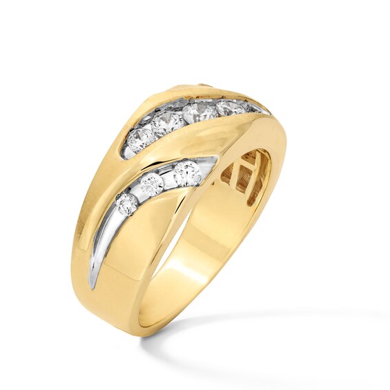 3/4 CT. T.w. Certified Lab-Grown Diamond Triple Row Slant Band in 10K Gold (F/Vs2)