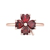 Thumbnail Image 2 of 5.0mm Heart-Shaped Lab-Created Ruby Clover Ring in Sterling Silver with 18K Rose Gold Plate