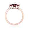 Thumbnail Image 4 of 5.0mm Heart-Shaped Lab-Created Ruby Clover Ring in Sterling Silver with 18K Rose Gold Plate