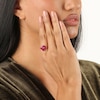 Thumbnail Image 5 of 5.0mm Heart-Shaped Lab-Created Ruby Clover Ring in Sterling Silver with 18K Rose Gold Plate