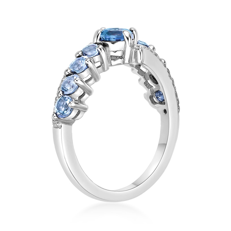 Main Image 3 of Oval and Round Sky Blue Topaz with White Topaz Bypass Ring in Sterling Silver