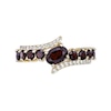 Thumbnail Image 2 of Oval and Round Garnet with White Topaz Bypass Ring in Sterling Silver with 18K Gold Plate