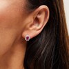 Thumbnail Image 2 of Oval Certified Ruby and 1/20 CT. T.W. Diamond Sunburst Frame Stud Earrings in 10K Gold