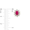 Thumbnail Image 3 of Oval Certified Ruby and 1/20 CT. T.W. Diamond Sunburst Frame Stud Earrings in 10K Gold