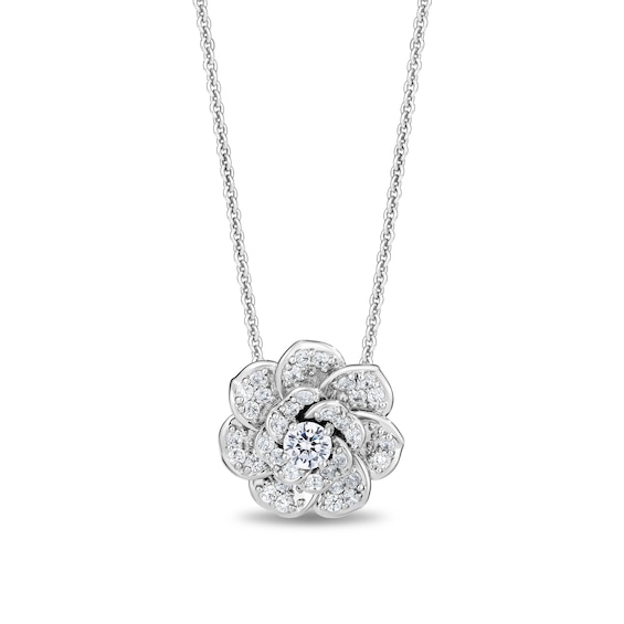 Enchanted Disney Cinderella 3/4 CT. T.w. Certified Lab-Grown Diamond Flower Necklace in Sterling Silver (F/Si2)