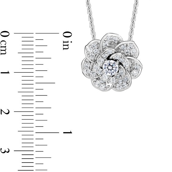 Enchanted Disney Cinderella 3/4 CT. T.w. Certified Lab-Grown Diamond Flower Necklace in Sterling Silver (F/Si2)