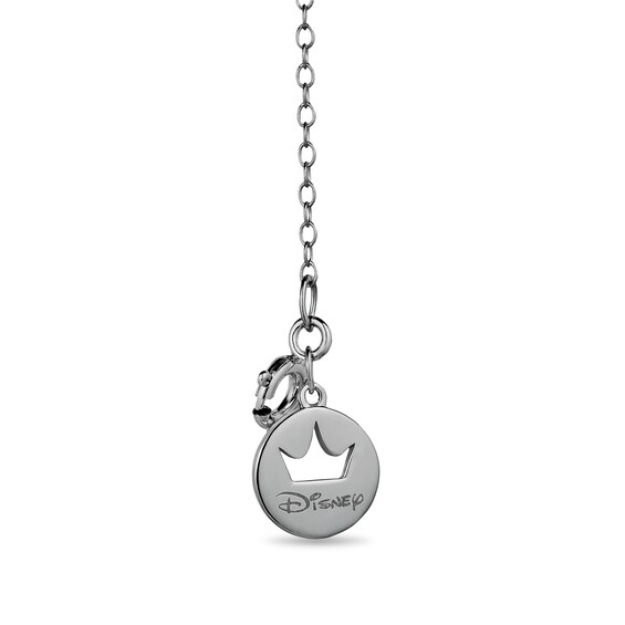 Enchanted Disney Villains Maleficent Oval Onyx and Diamond Scroll Frame Pendant in Black Rhodium Sterling Silver