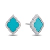 Thumbnail Image 2 of Enchanted Disney Jasmine Turquoise and 1/6 CT. T.W. Diamond Quatrefoil Frame Stud Earrings in Sterling Silver