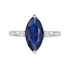 Thumbnail Image 2 of Marquise-Cut Blue and White Lab-Created Sapphire Three Stone Ring in Sterling Silver