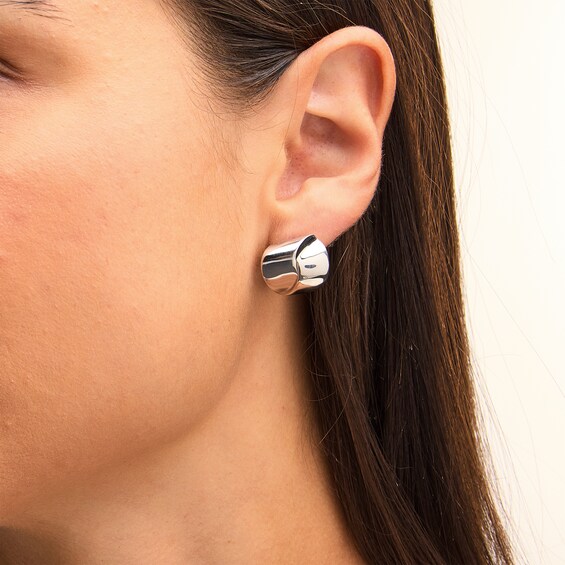 Crossover Curved Stud Earrings in Hollow Sterling Silver