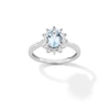 Thumbnail Image 1 of Oval Aquamarine and Diamond Accent Sunburst Frame Ring in 10K White Gold