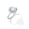 Thumbnail Image 3 of Oval Aquamarine and Diamond Accent Sunburst Frame Ring in 10K White Gold